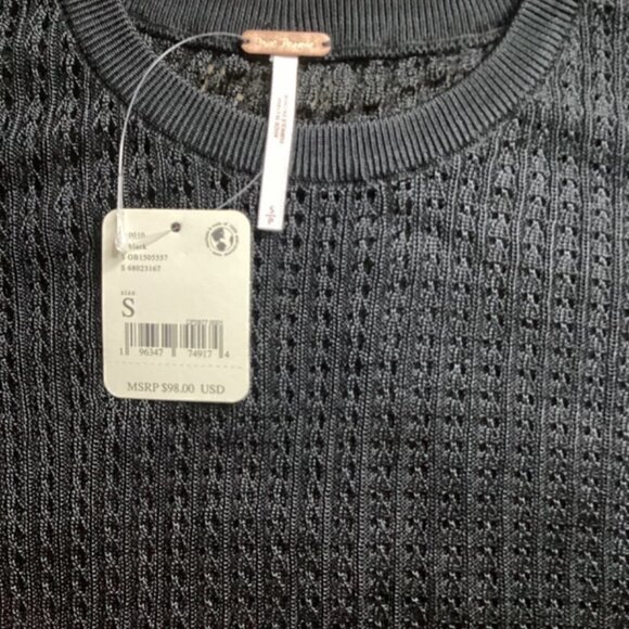 Free People H20 Crew Pullover Top Sweater Black S - Picture 5 of 5